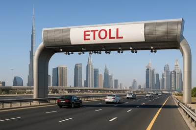 Dubai highway with modern toll gate. Dubai highway with modern toll gate.