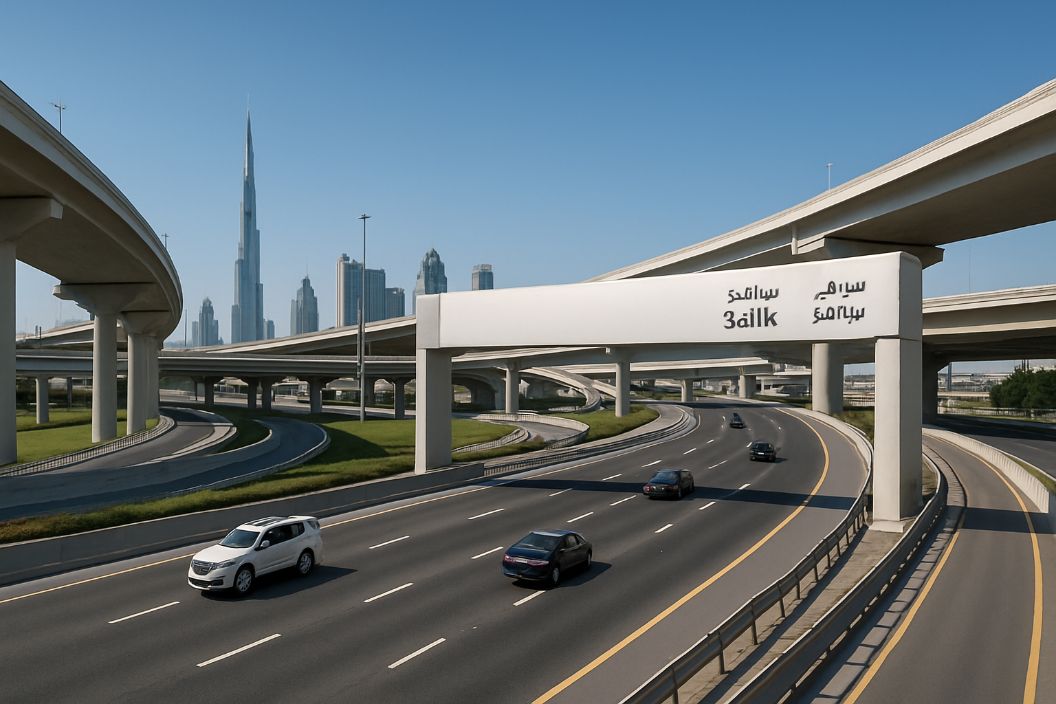 Modern toll road infrastructure in Dubai
